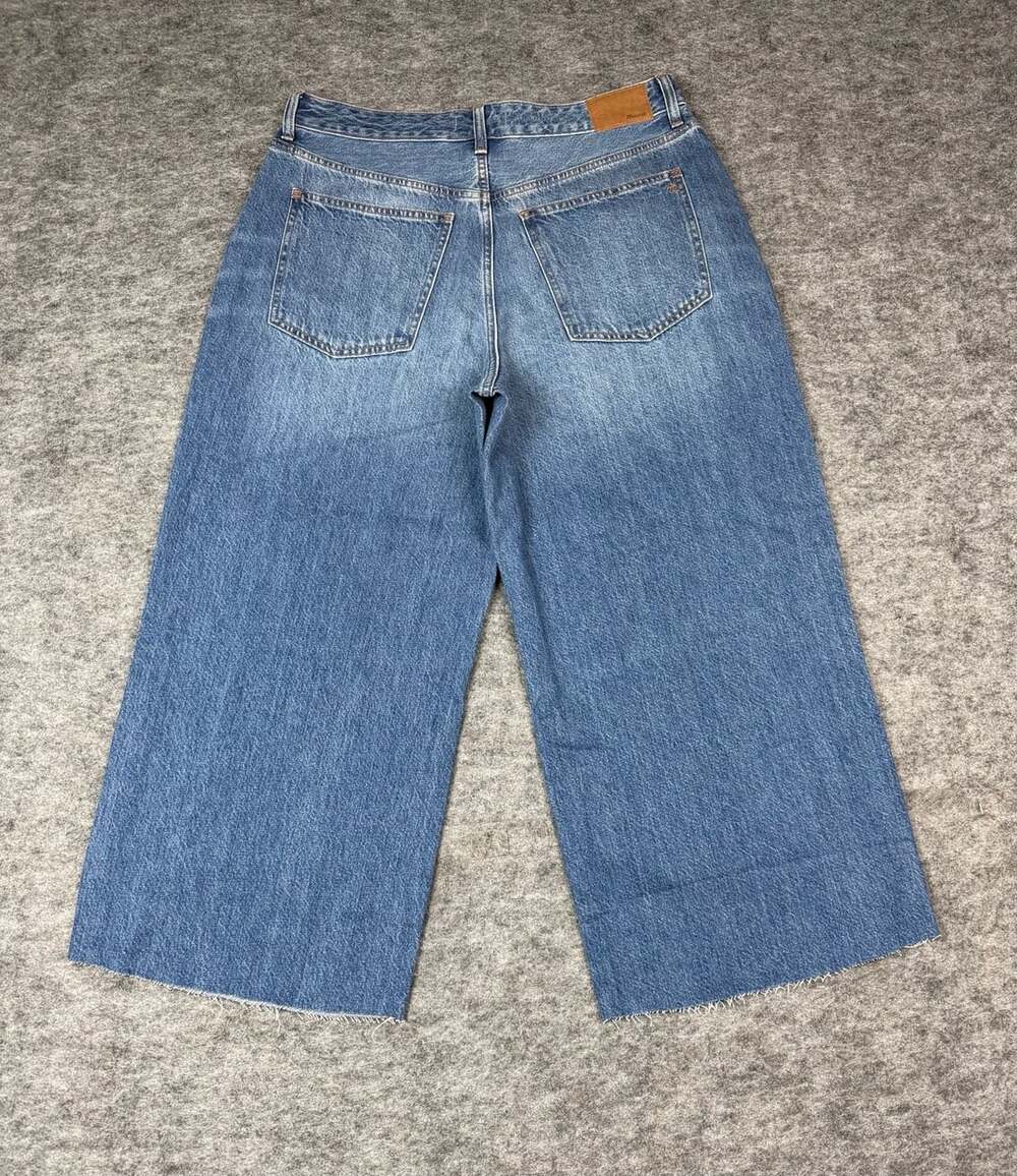 Madewell Curvy Superwide-Leg Size 32 Blue Denim Cropped Jeans